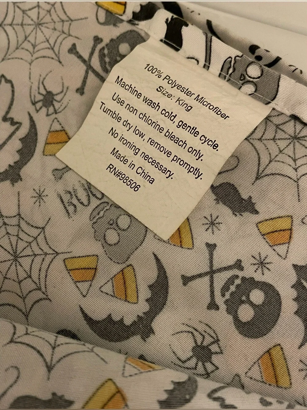 HALLOWEEN BED SHEET SET KING SIZE BATS PUMPKIN GHOST SPIDER WEB CANDYCORN SKULL